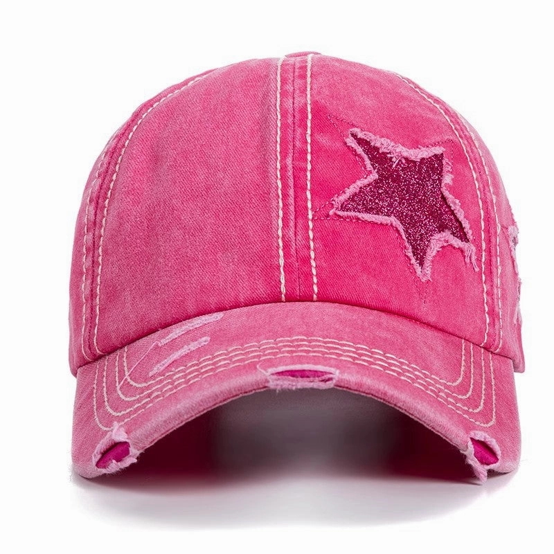 Wholesale Cotton Washed Ripped Pentagram Baseball Cap