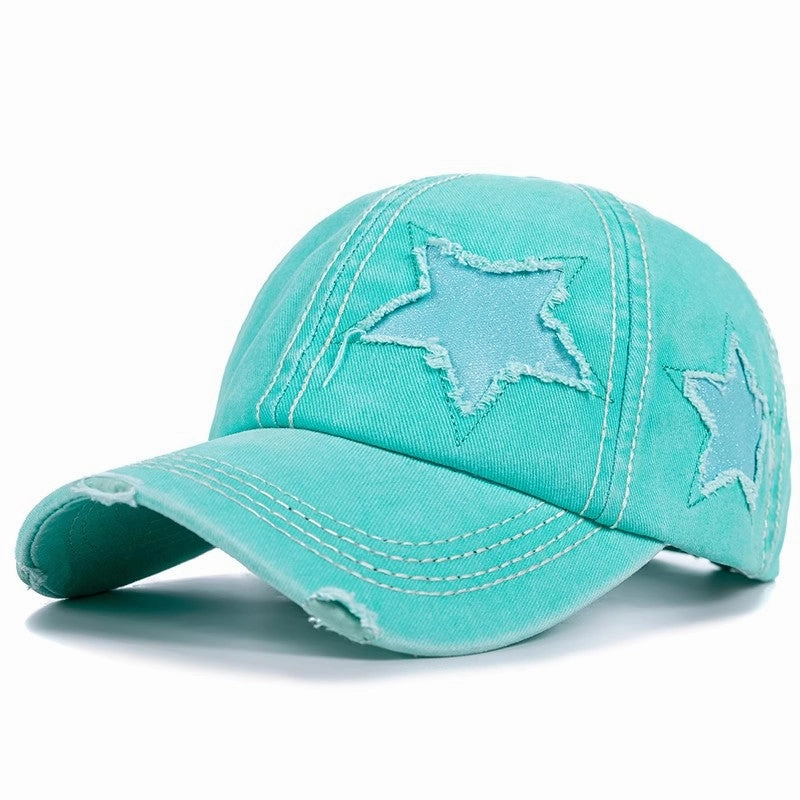 Wholesale Cotton Washed Ripped Pentagram Baseball Cap