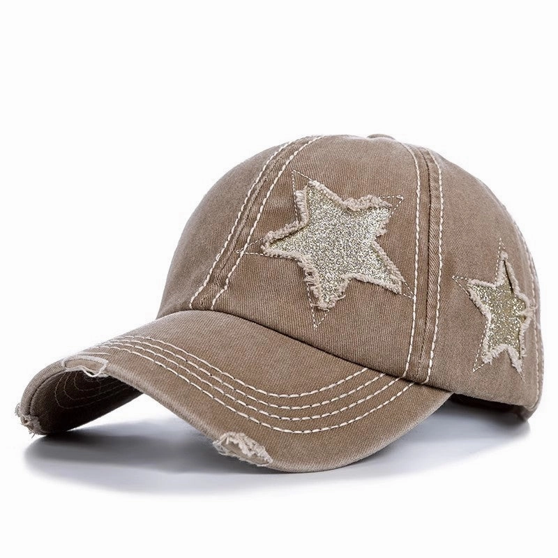 Wholesale Cotton Washed Ripped Pentagram Baseball Cap
