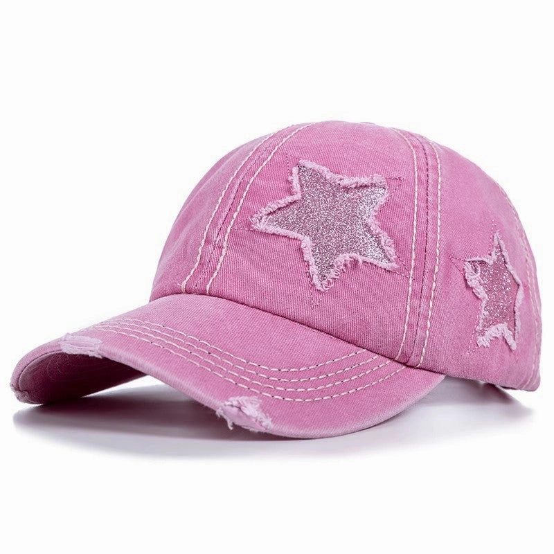 Wholesale Cotton Washed Ripped Pentagram Baseball Cap