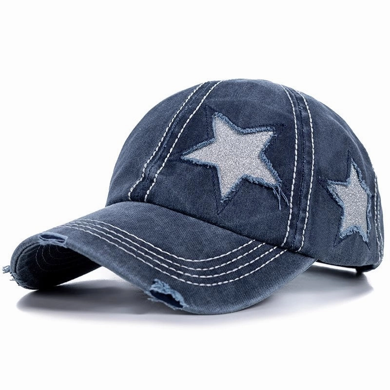 Wholesale Cotton Washed Ripped Pentagram Baseball Cap