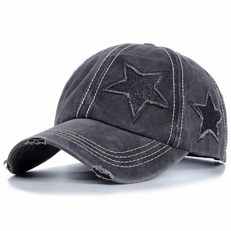 Wholesale Cotton Washed Ripped Pentagram Baseball Cap