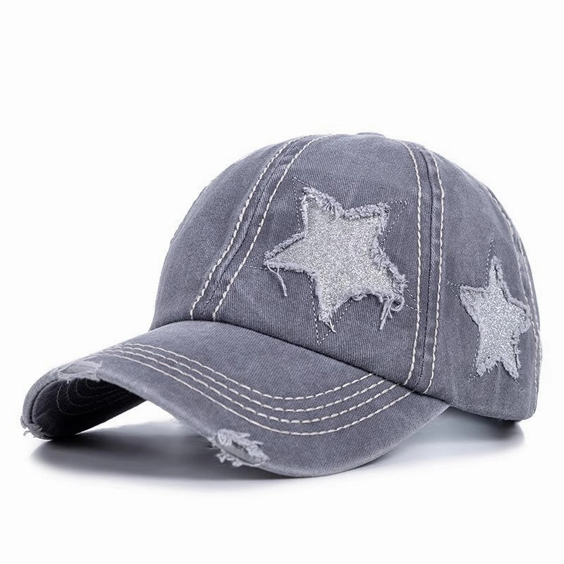 Wholesale Cotton Washed Ripped Pentagram Baseball Cap