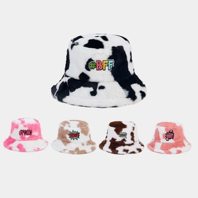 Wholesale Cow Pattern Fisherman Hat Plush Hat
