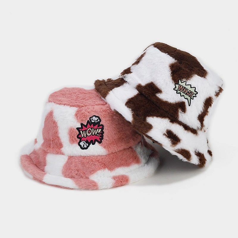 Wholesale Cow Pattern Fisherman Hat Plush Hat