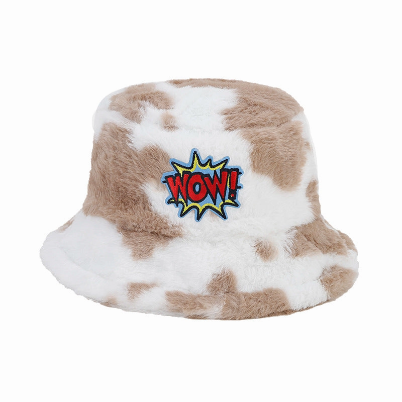 Wholesale Cow Pattern Fisherman Hat Plush Hat