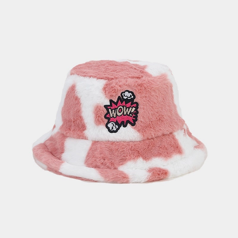 Wholesale Cow Pattern Fisherman Hat Plush Hat