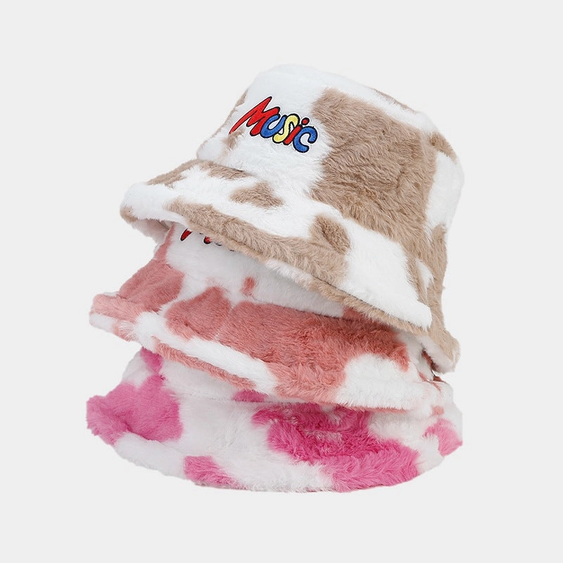 Wholesale Cow Pattern MUSIC Bucket Hat Plush Hat