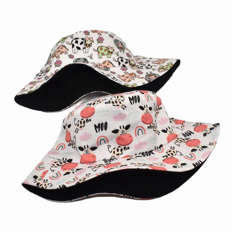 Wholesale Cow Pattern Outdoor Travel Cotton Fisherman Hat