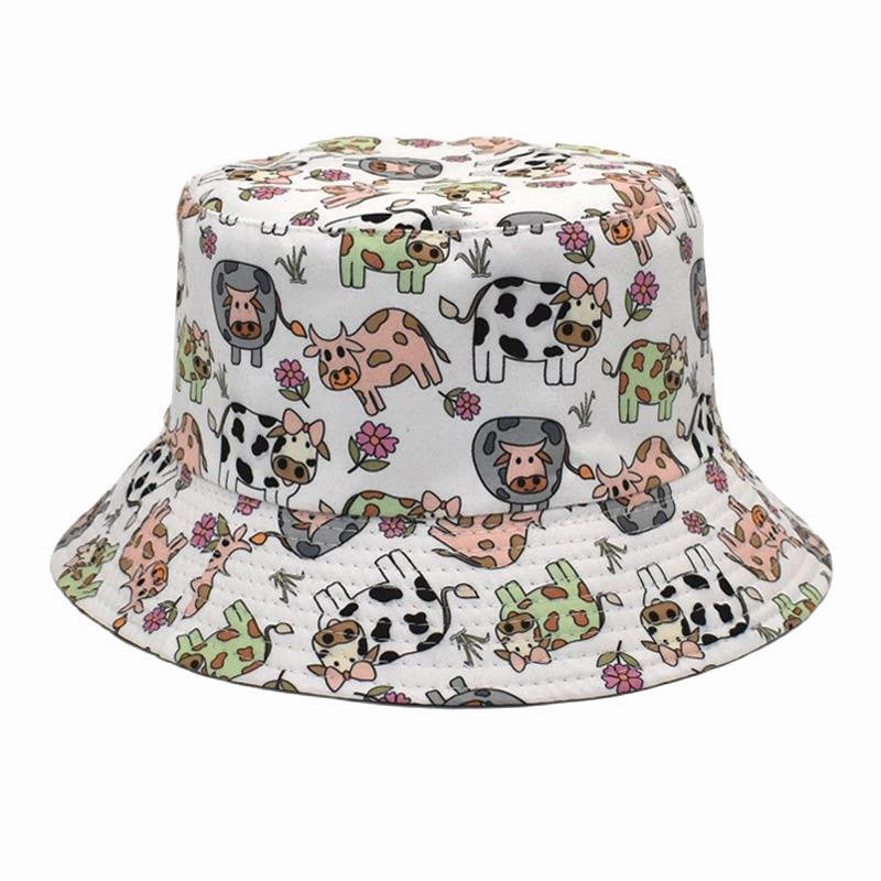 Wholesale Cow Pattern Outdoor Travel Cotton Fisherman Hat