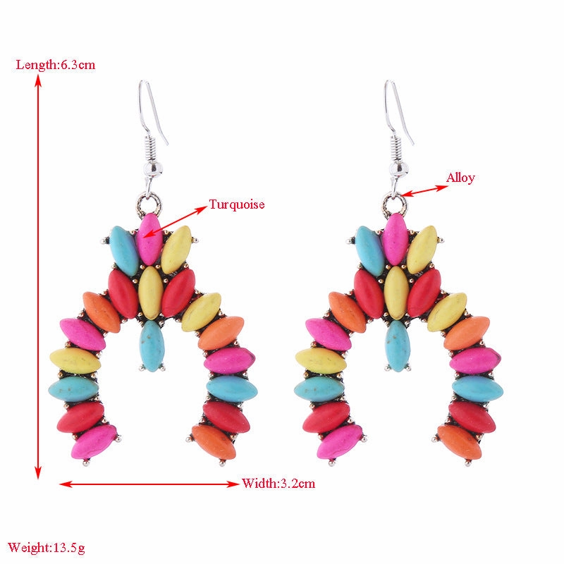 Wholesale Creative Colorful Turquoise Boho Ethnic Style Earrings