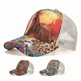 Wholesale Cross Ponytail Western Style Polyester Baseball Cap
