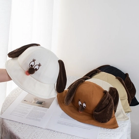 Wholesale Cute and funny big eyelashes puppy fisherman hat