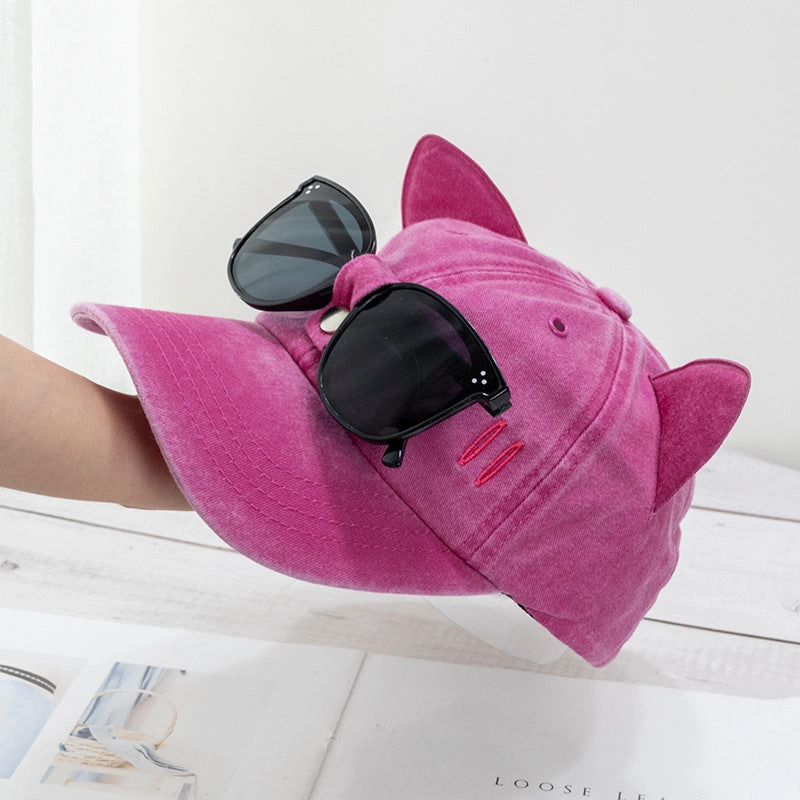Wholesale Cute Cat Ears Aviator Sunglasses Baseball Hat