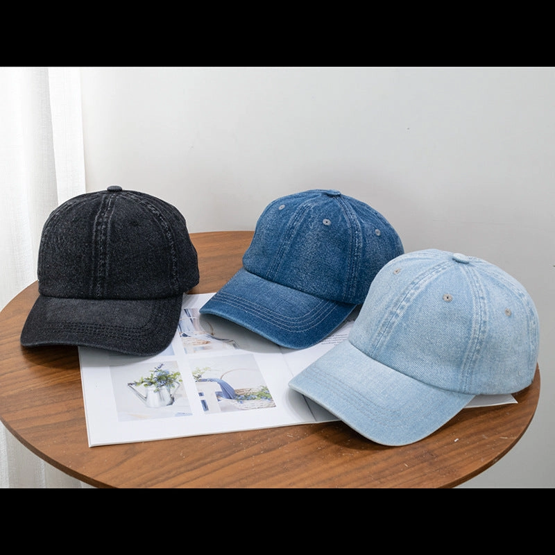 Wholesale Dark blue all-match men's outdoor washed denim baseball cap