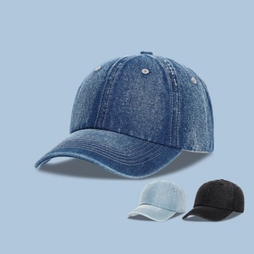 Wholesale Denim blue round top outdoor breathable sun protection baseball cap
