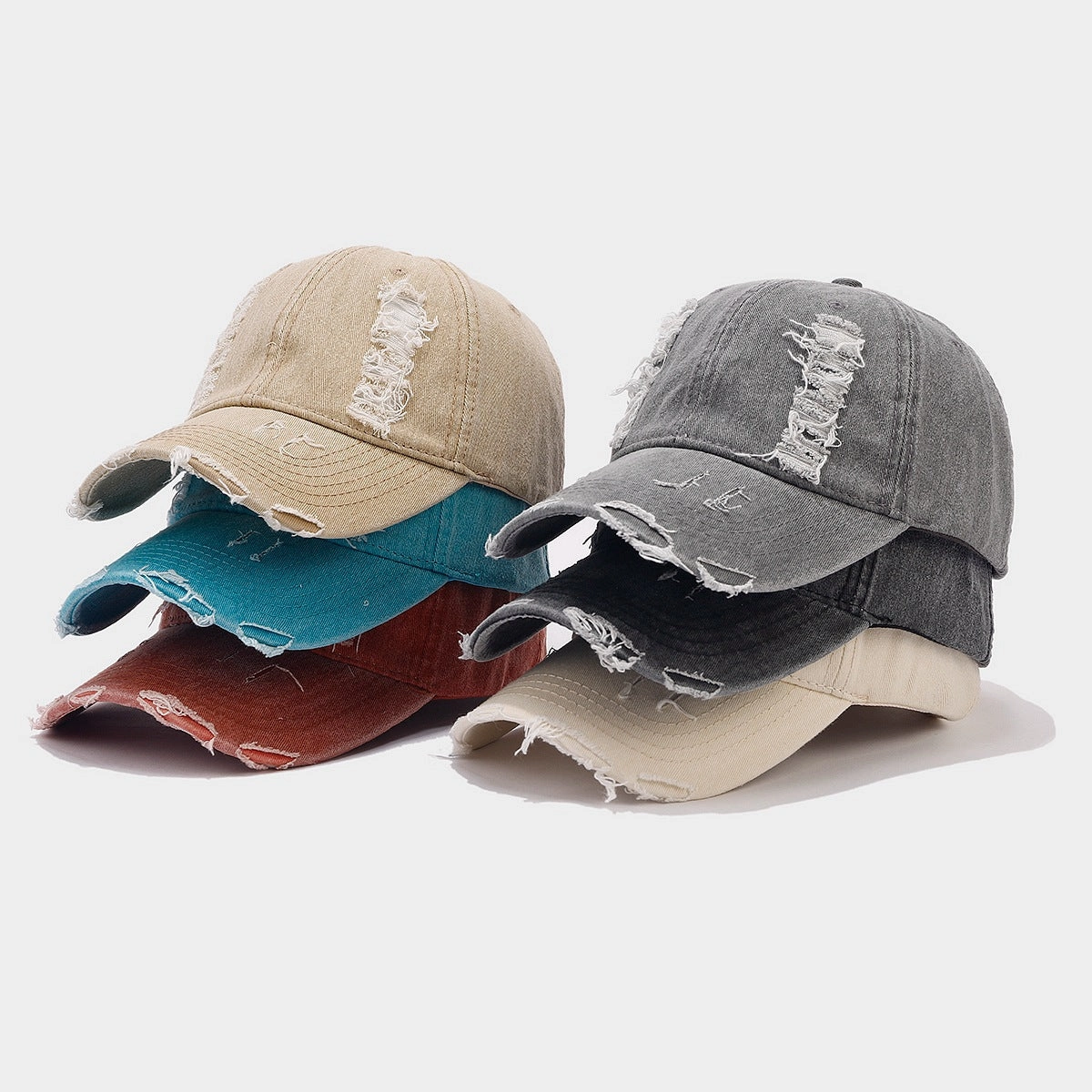 Wholesale Denim Vintage Washed Holes Versatile Fashion Baseball Cap