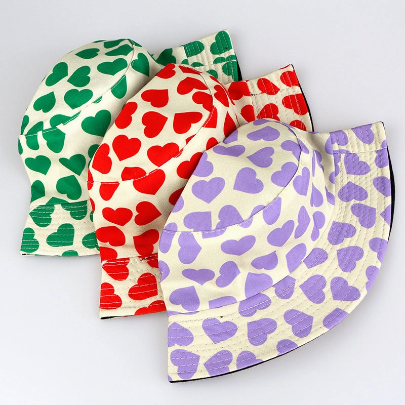 Wholesale Double-sided Printed Love Cotton Fisherman Hats