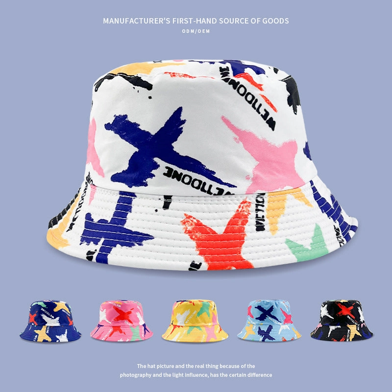 Wholesale Double-sided Tie Dyed Graffiti Polyester Fisherman Hats