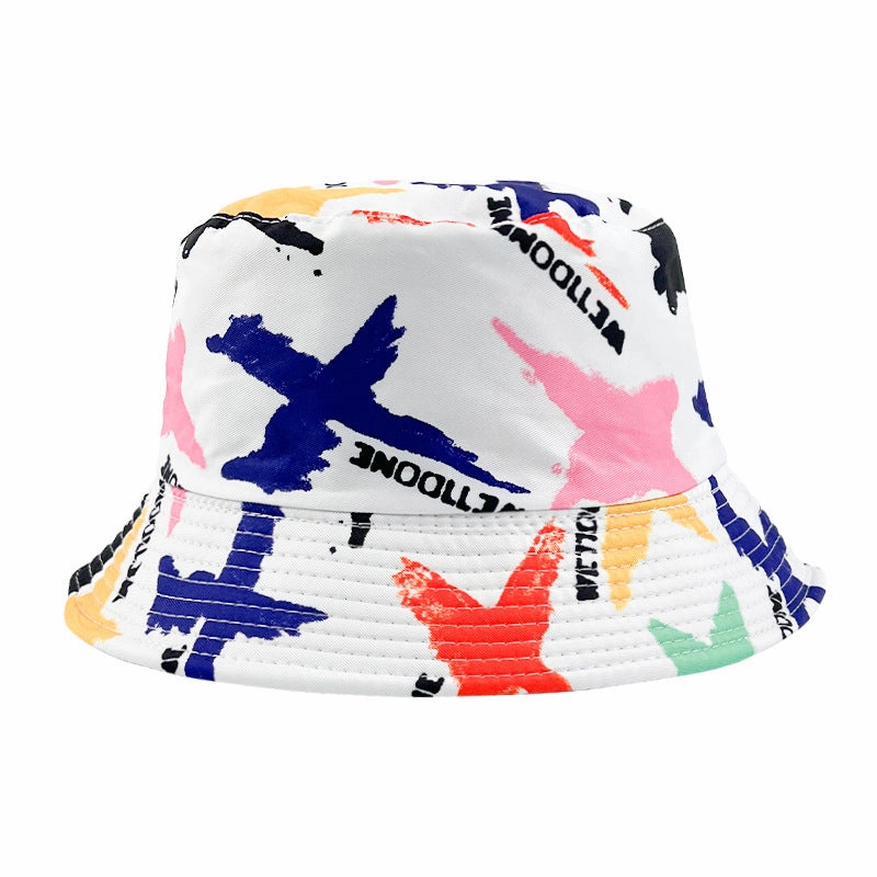 Wholesale Double-sided Tie Dyed Graffiti Polyester Fisherman Hats