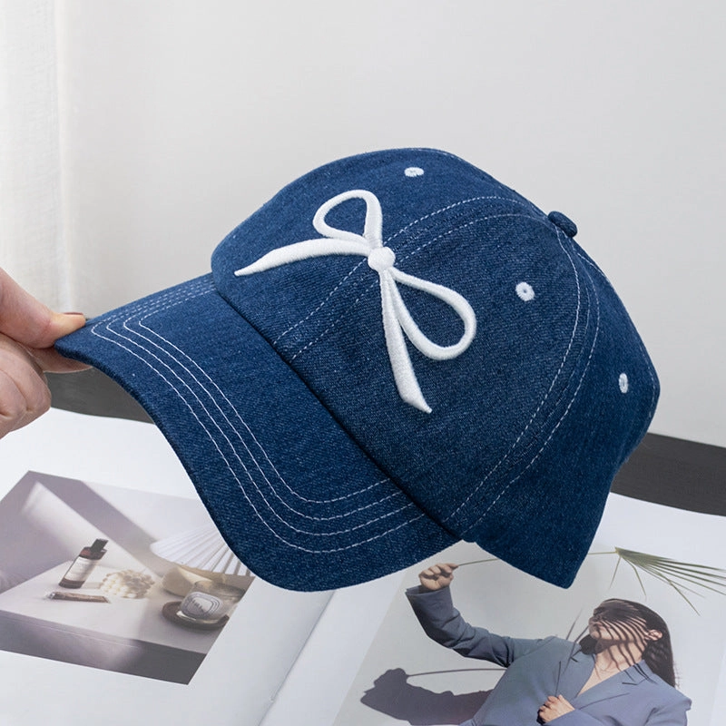Wholesale Embroidered Bow Topstitched Baseball Cap