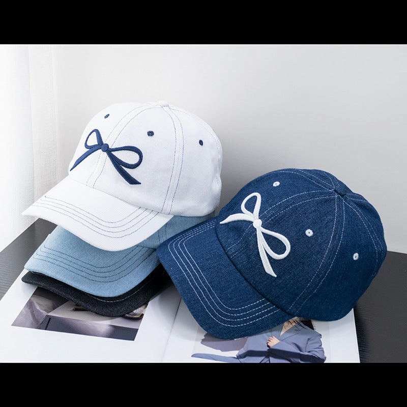 Wholesale Embroidered Bow Topstitched Baseball Cap