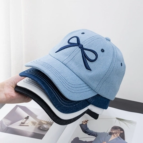 Wholesale Embroidered Bow Topstitched Baseball Cap