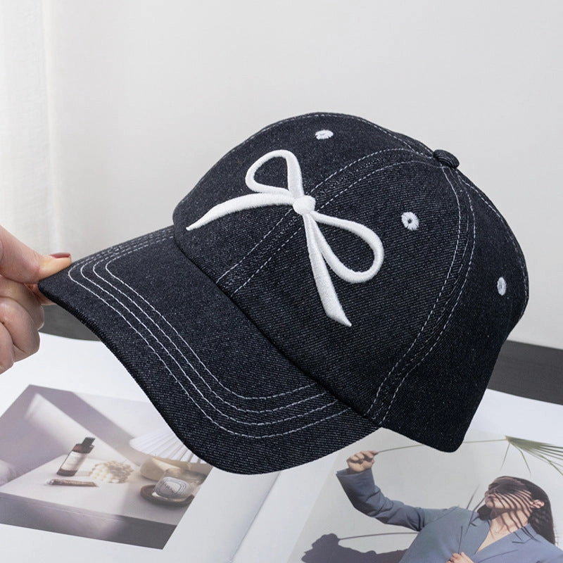 Wholesale Embroidered Bow Topstitched Baseball Cap