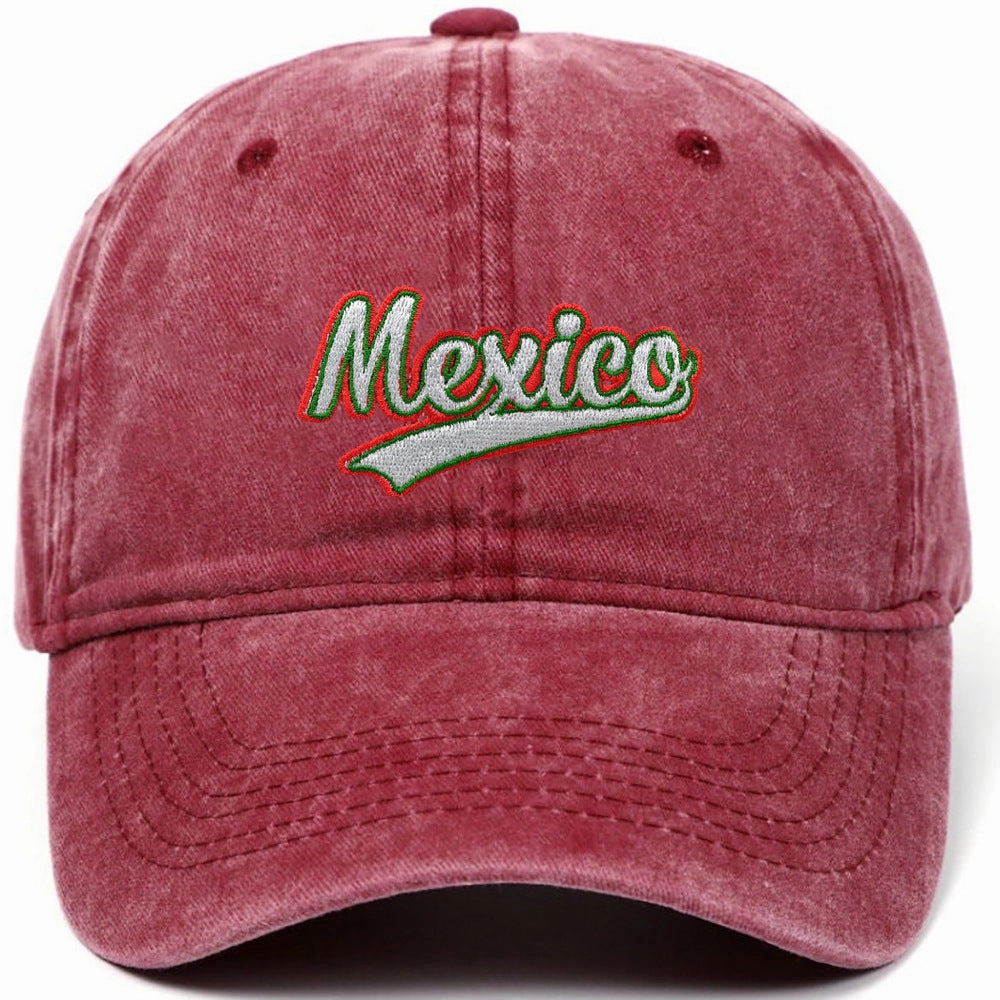 Wholesale Embroidered Mexico Washed Casual Sun Visor Baseball Cap