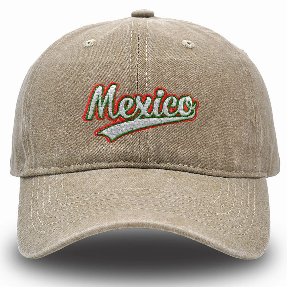 Wholesale Embroidered Mexico Washed Casual Sun Visor Baseball Cap