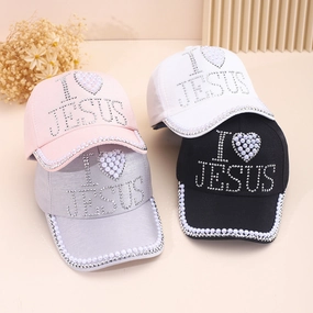 Wholesale English Letter Heart Diamond Baseball Cap