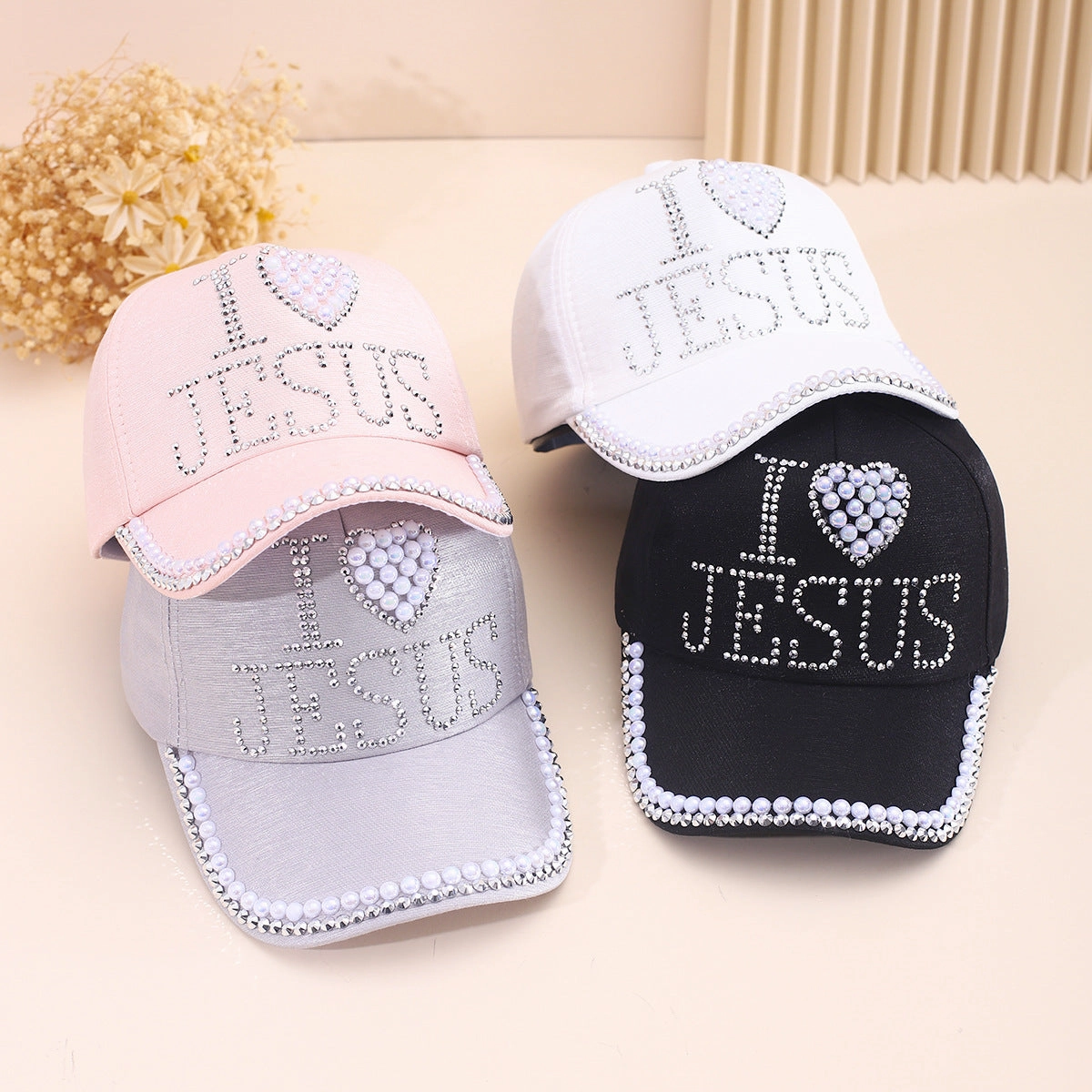 Wholesale English Letter Heart Diamond Baseball Cap