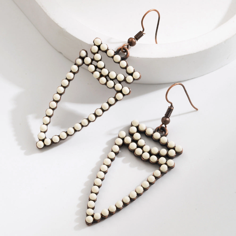 Wholesale Exaggerated White Turquoise Women's Fashion High Quality Ethnic Style Earrings Pendant
