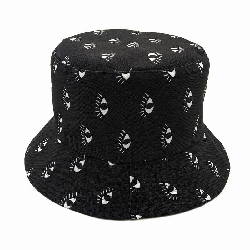 Wholesale Eyes Large Edge Printed Polyester Fisherman Hat