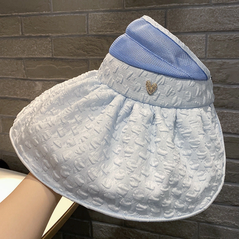 Wholesale Face Covering Metal Heart Hollow Top Sunscreen Caps
