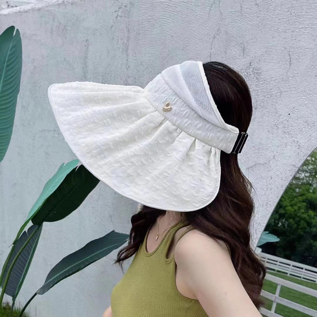 Wholesale Face Covering Metal Heart Hollow Top Sunscreen Caps