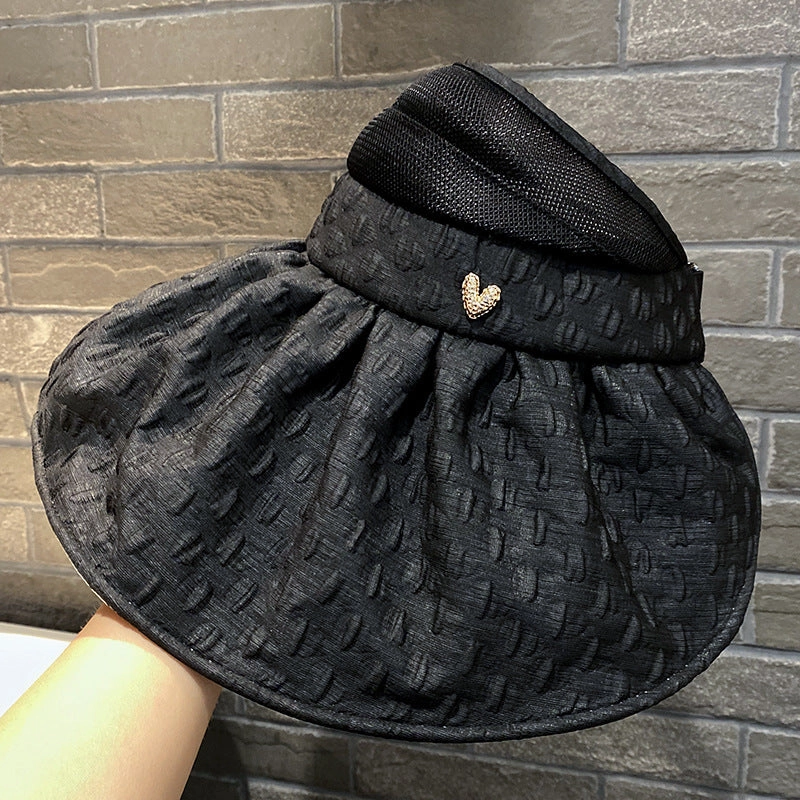 Wholesale Face Covering Metal Heart Hollow Top Sunscreen Caps