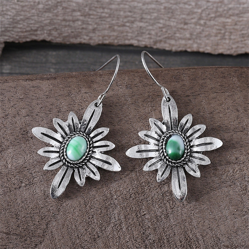 Wholesale Fashion Bohemian Style Turquoise Daisy Flower Earrings
