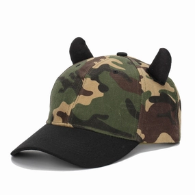 Wholesale Fashion Camouflage Horn Baseball Cap