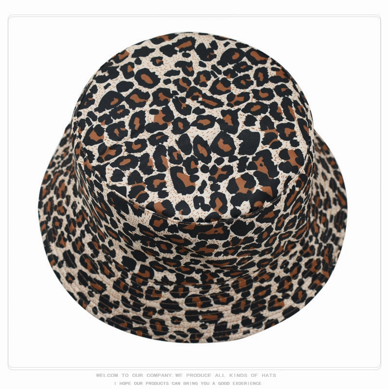 Wholesale Fashion Leopard Pattern Retro Simple Double Sided Pot Hat Spring and Autumn Outdoor Leisure Street Soft Brimmed Letter Embroidered Sunscreen Fisherman's Hat