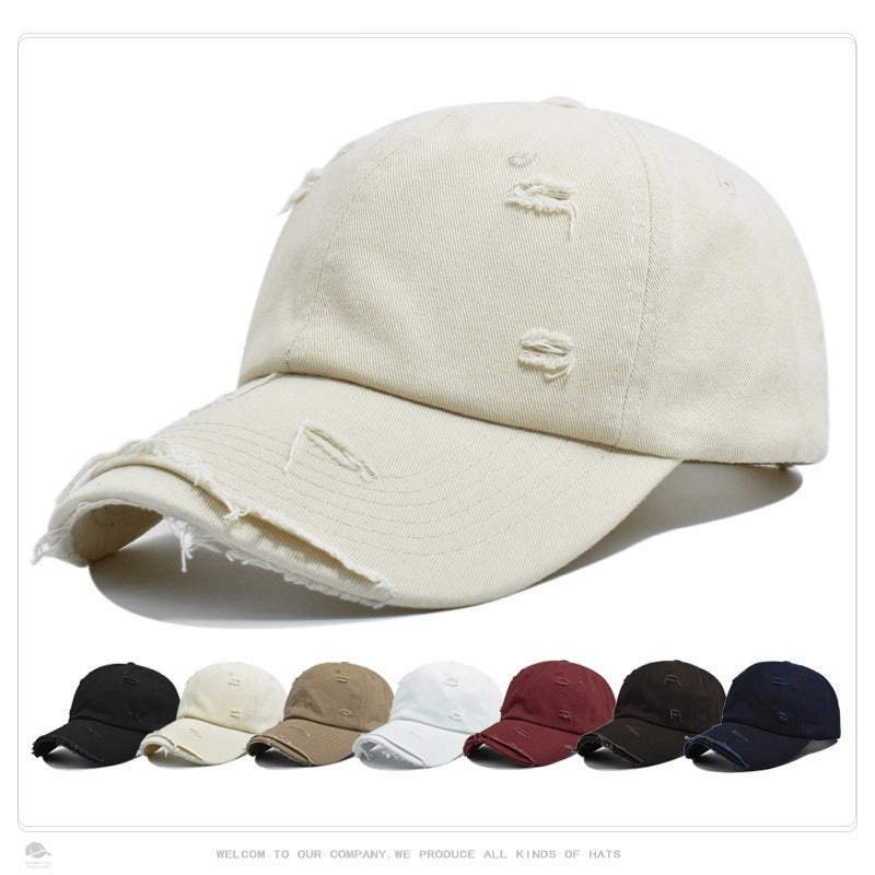 Wholesale Fashion Personality Outdoor Shade Hat Men's European and American Retro Old Brim Broken Edge Baseball Cap Women