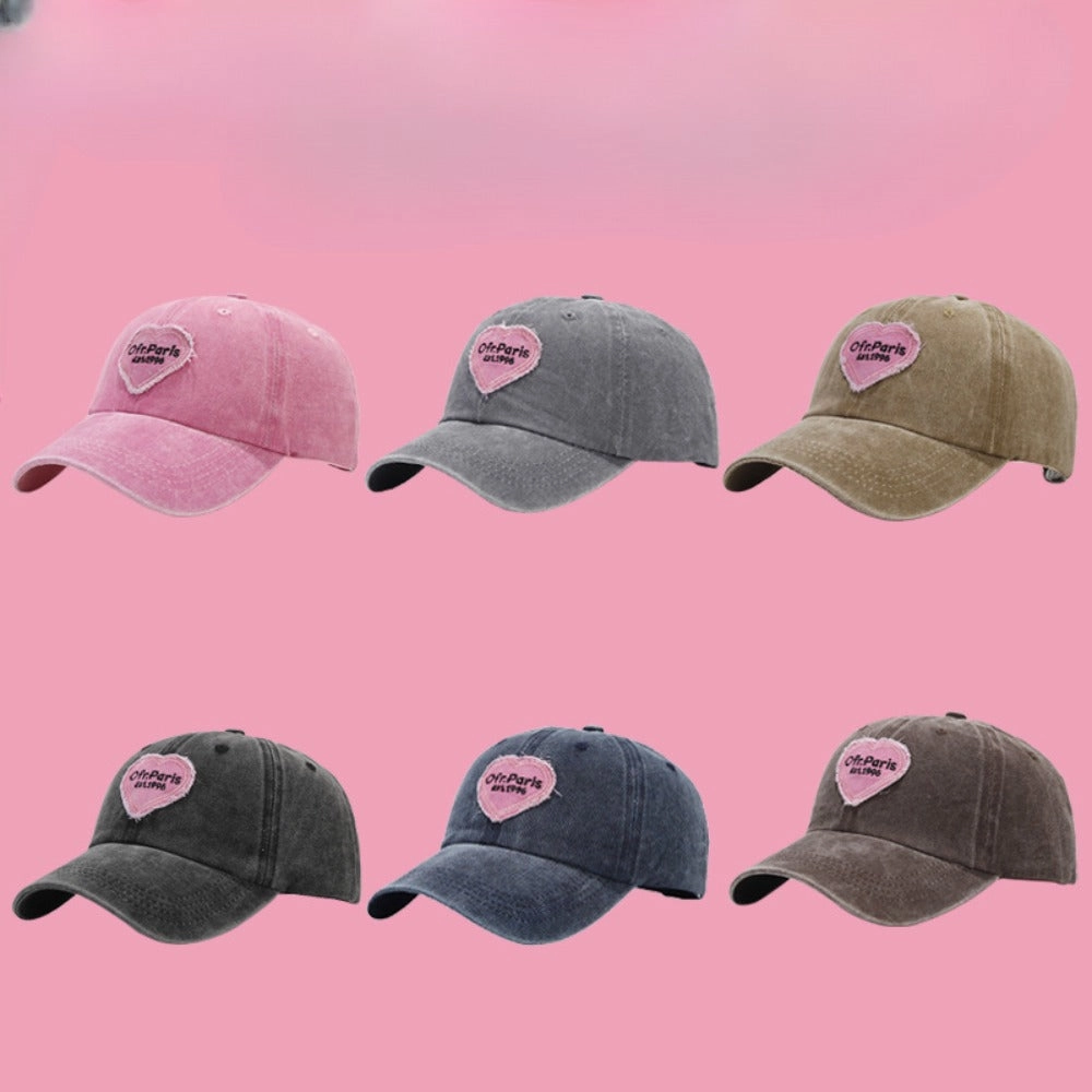 Wholesale Fashion Pink Love Embroidered Washed Baseball Cap
