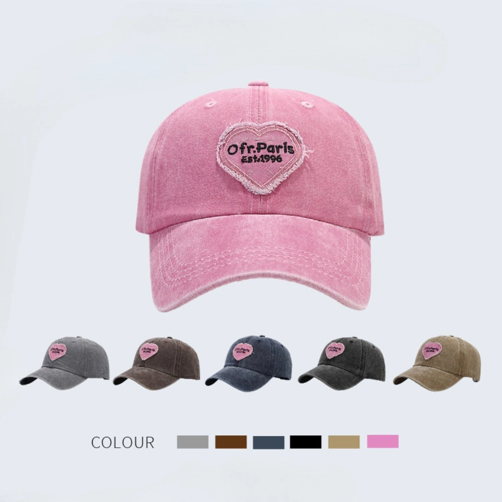 Wholesale Fashion Pink Love Embroidered Washed Baseball Cap