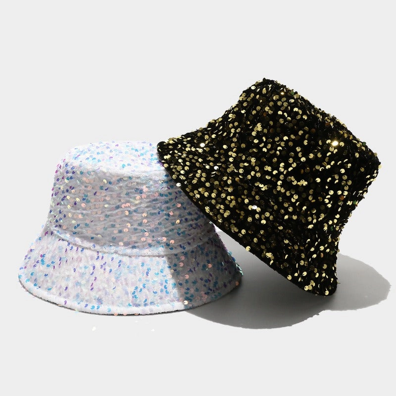 Wholesale Fashion Sequins Show Face Small Versatile Double-sided Sunshade Personality Street Fisherman Sun Hat