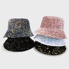 Wholesale Fashion Sequins Show Face Small Versatile Double-sided Sunshade Personality Street Fisherman Sun Hat