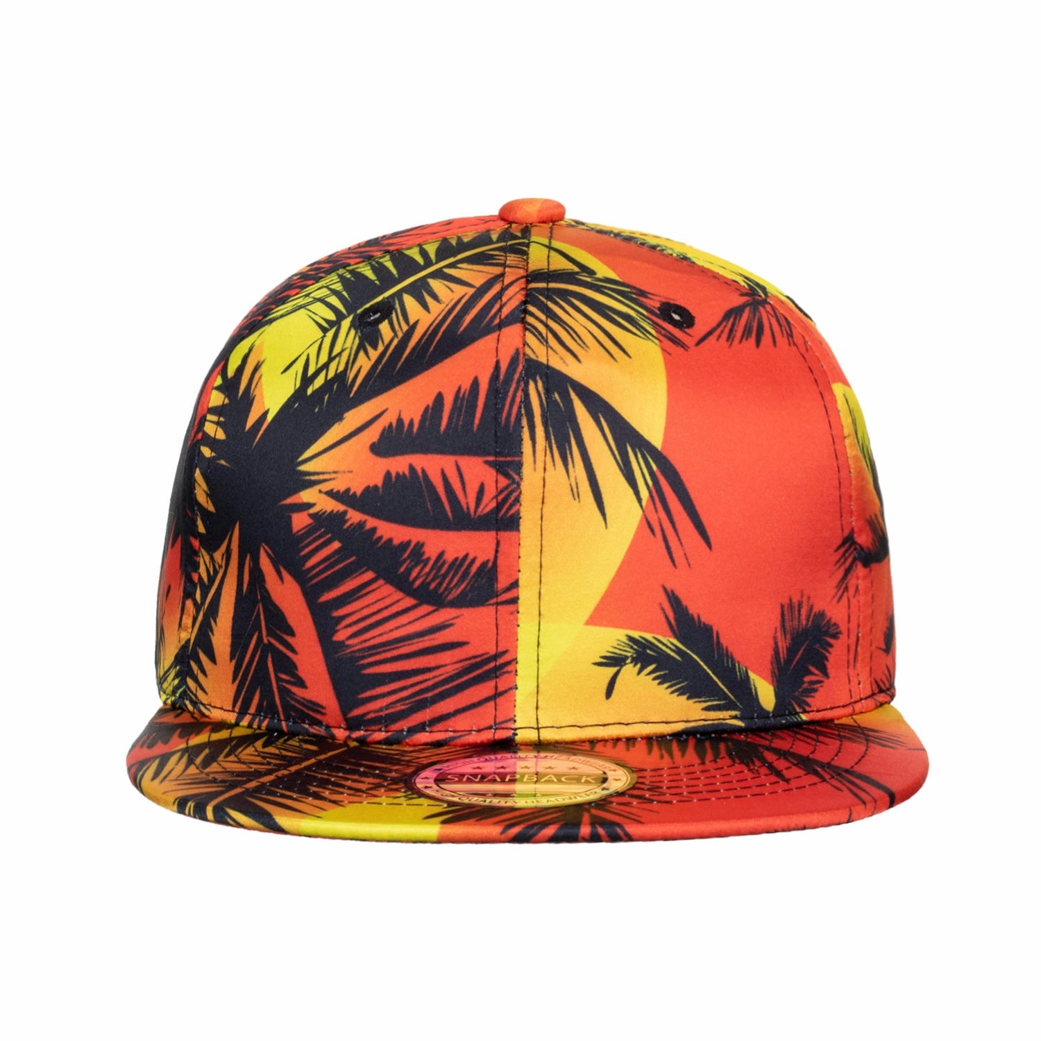 Wholesale Flat brim baseball cap with digital print of coconut tree pattern