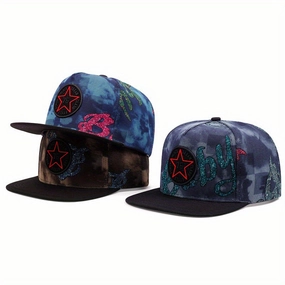 Wholesale Flat Brim Embroidered Camouflage Pattern Star Hip-hop Baseball Cap