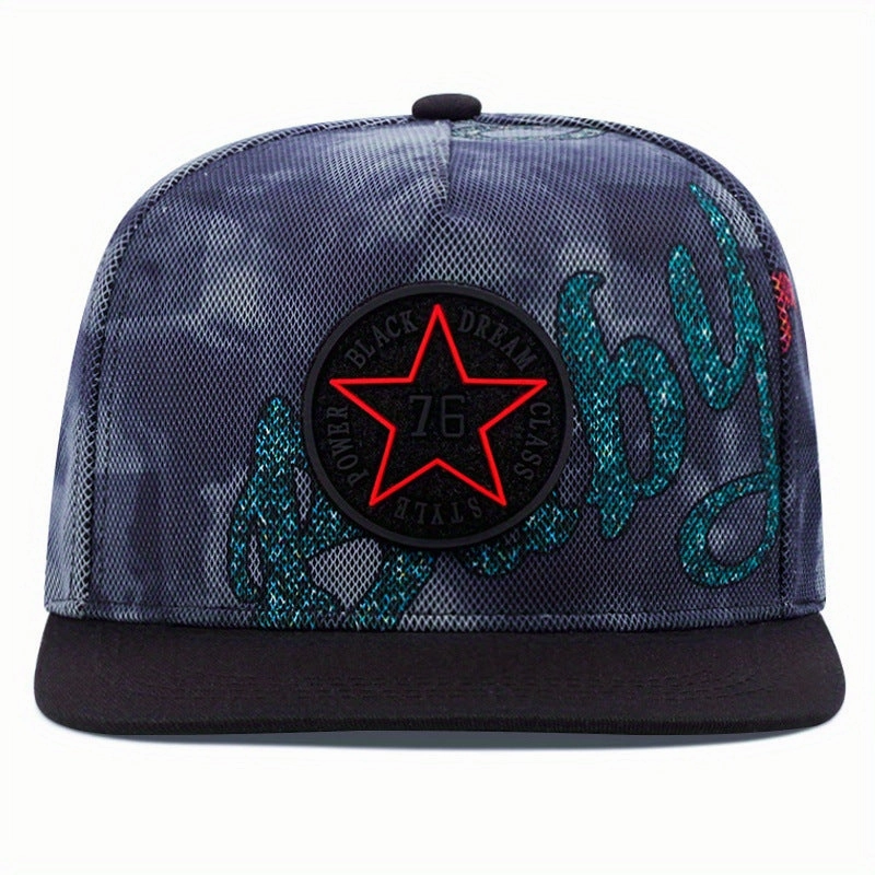 Wholesale Flat Brim Embroidered Camouflage Pattern Star Hip-hop Baseball Cap