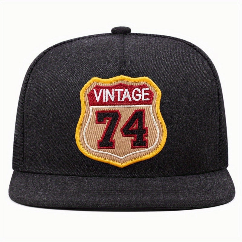Wholesale Flat Brim Hat Street Embroidery Number 74 Baseball Cap