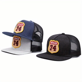 Wholesale Flat Brim Hat Street Embroidery Number 74 Baseball Cap